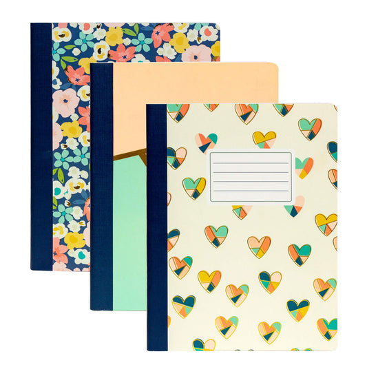 Pukka Pad, Carpe Diem Composition Notebooks - 3 Pack of Journals Featuring 140 Pages of College