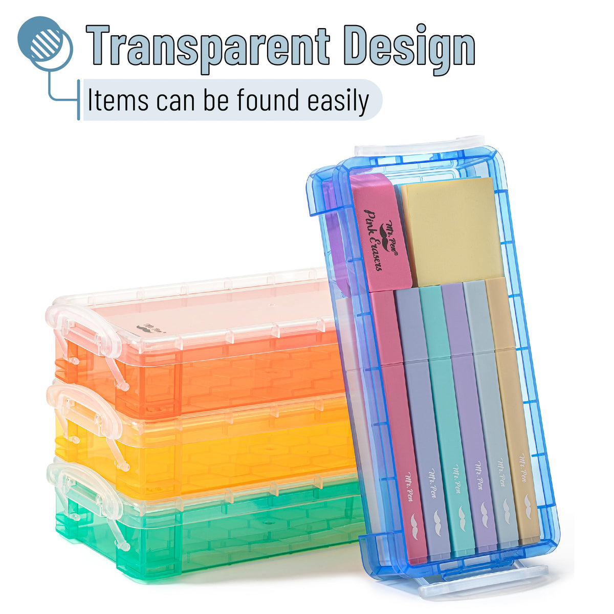 Mr. Pen- Plastic Pencil Case Box Bulk, 24 Pack