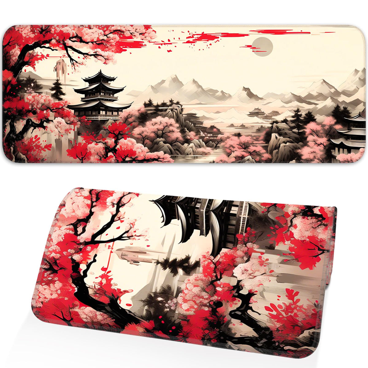 Japanese Sakura Gaming Mouse Pad, Non-Slip Rubber Base, Stitched Edges, for Office, Gaming, Home
