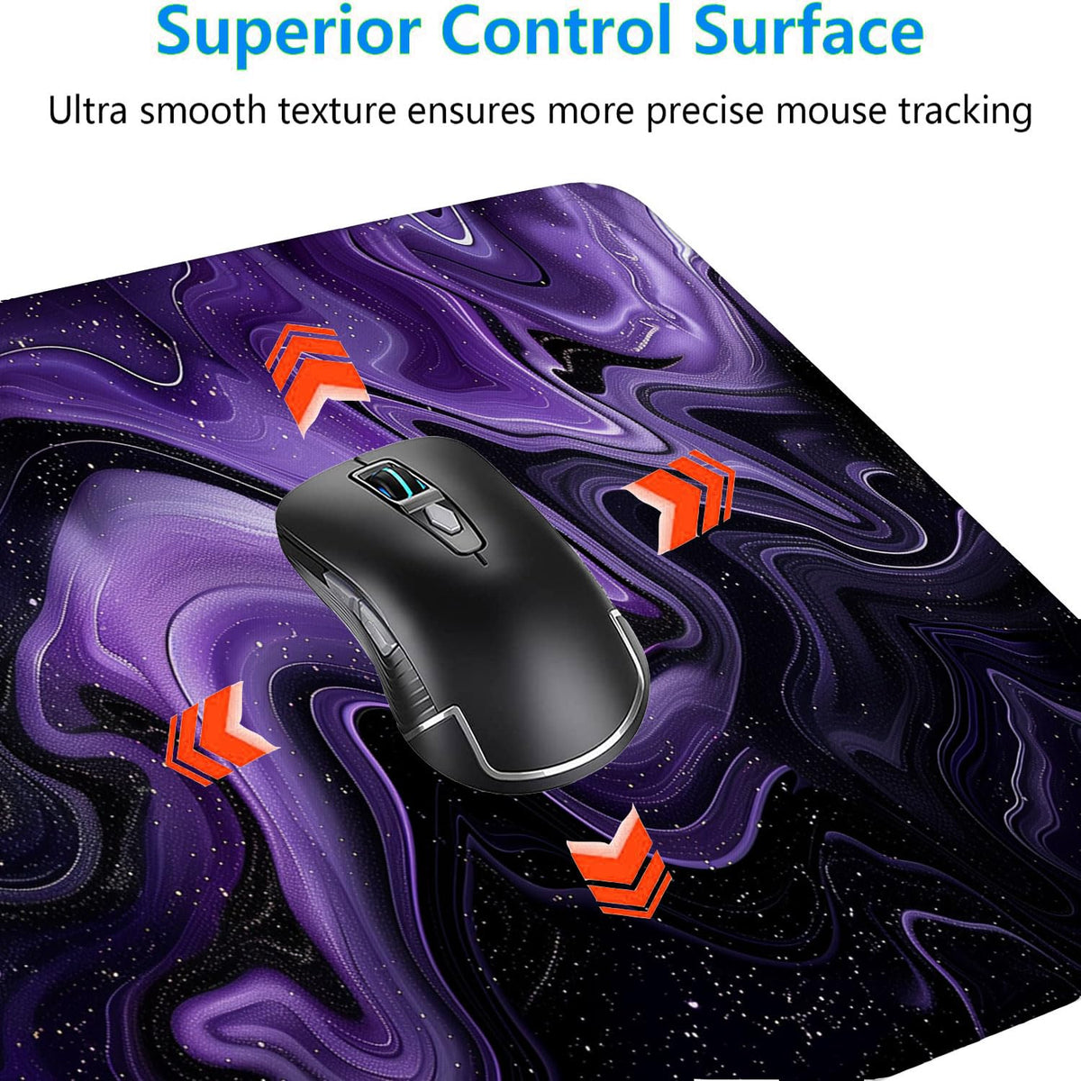 Dark Purple Ripples Desk Pad Mouse Pad Black Purple Lines Large Gaming Mouse Mat with Stitched
