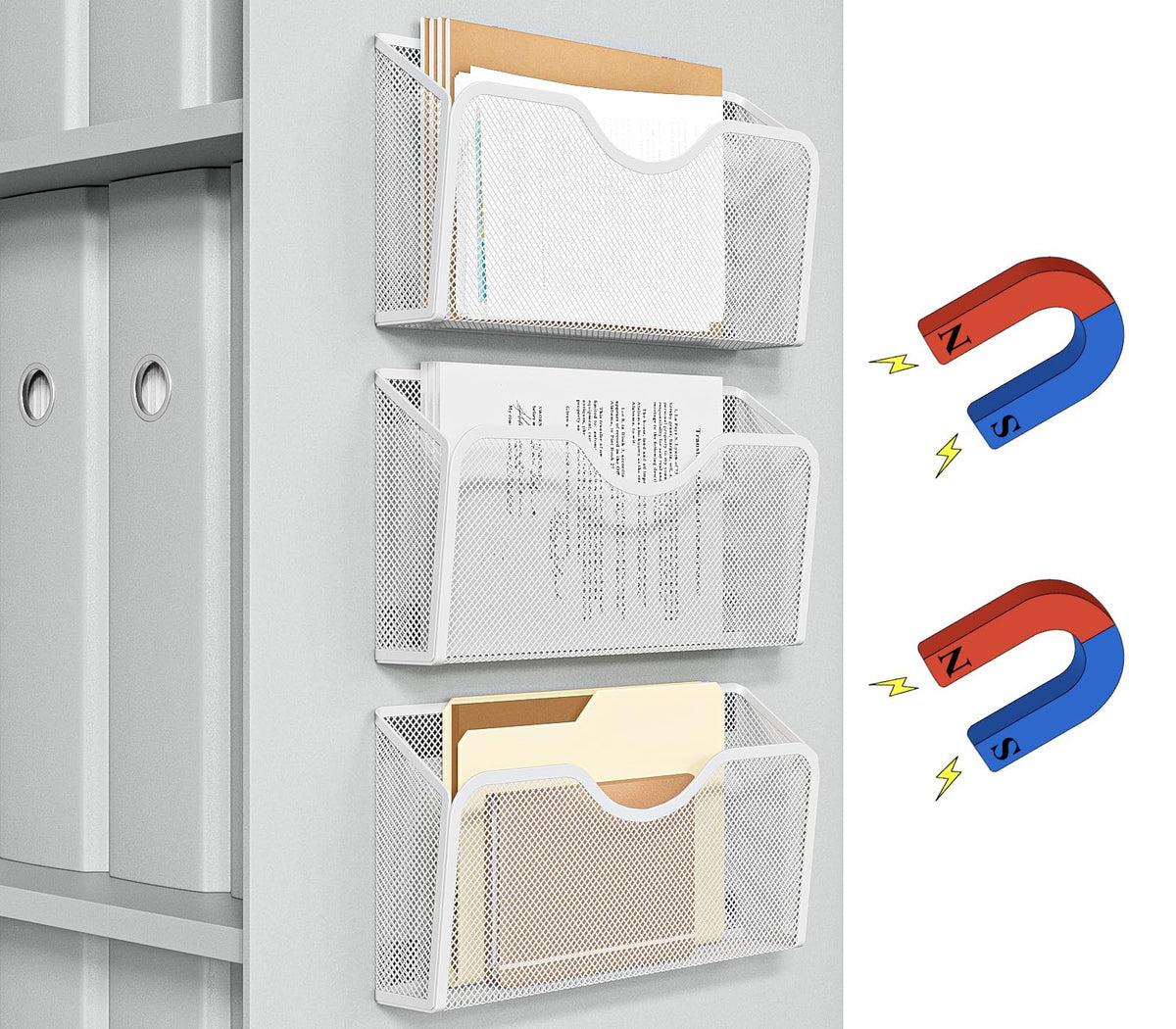 JANE EYRE Magnetic File Holder - 3PCS Paper File Mail Organizer