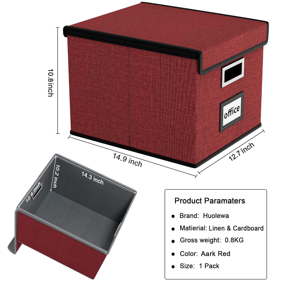 Huolewa File Organizer Box with Lids, Collapsible File Folder Organizer