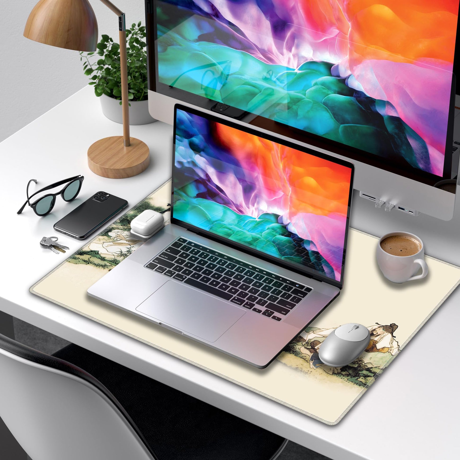 LL-COEUR XXL Landscape Gaming Mouse Pad Computer Keyboard Mat Office Desk Pad (Eight Immortals