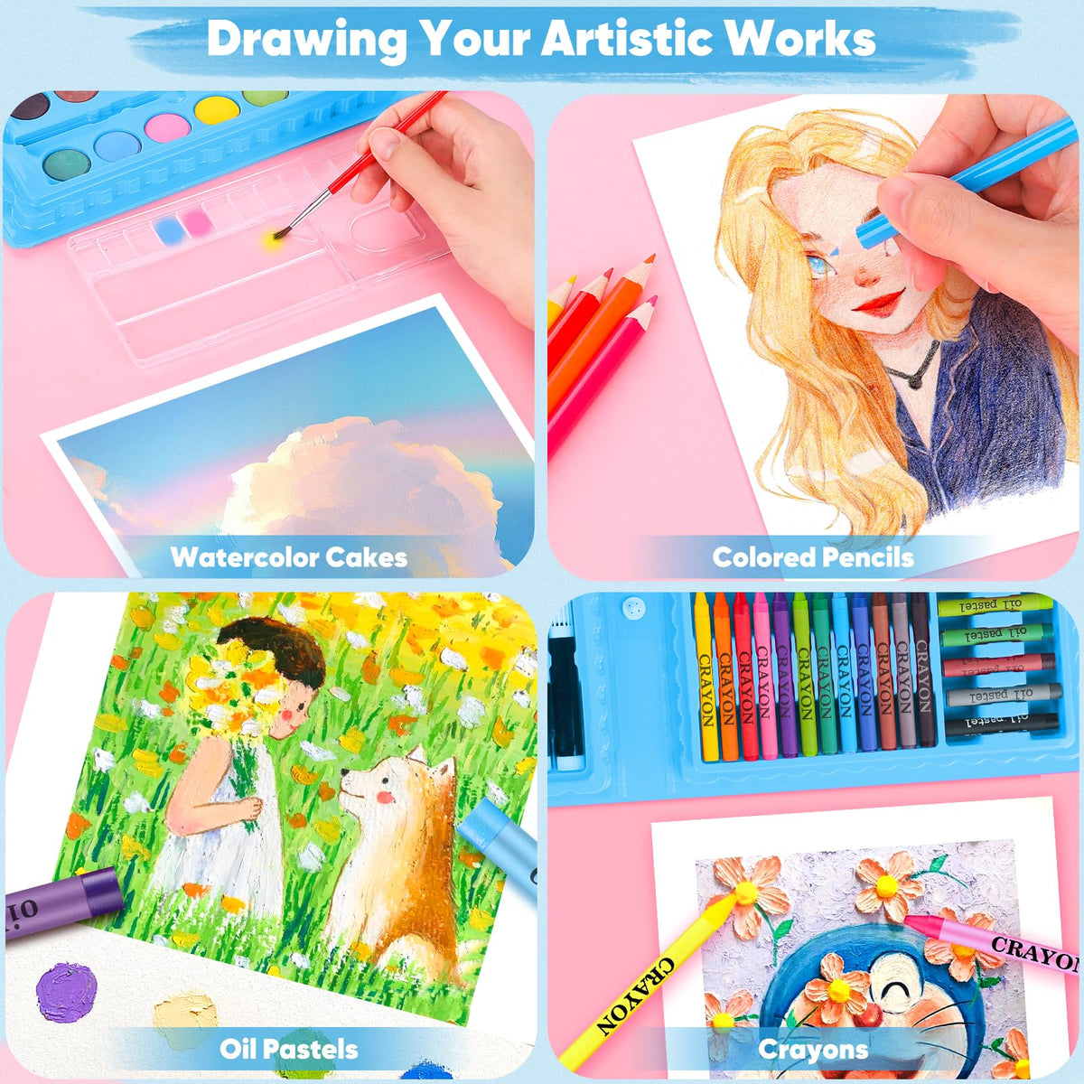 iBayam 149-Set: Crayons, Pastels, Pencils, Pens, Drawing Pad, Coloring Book