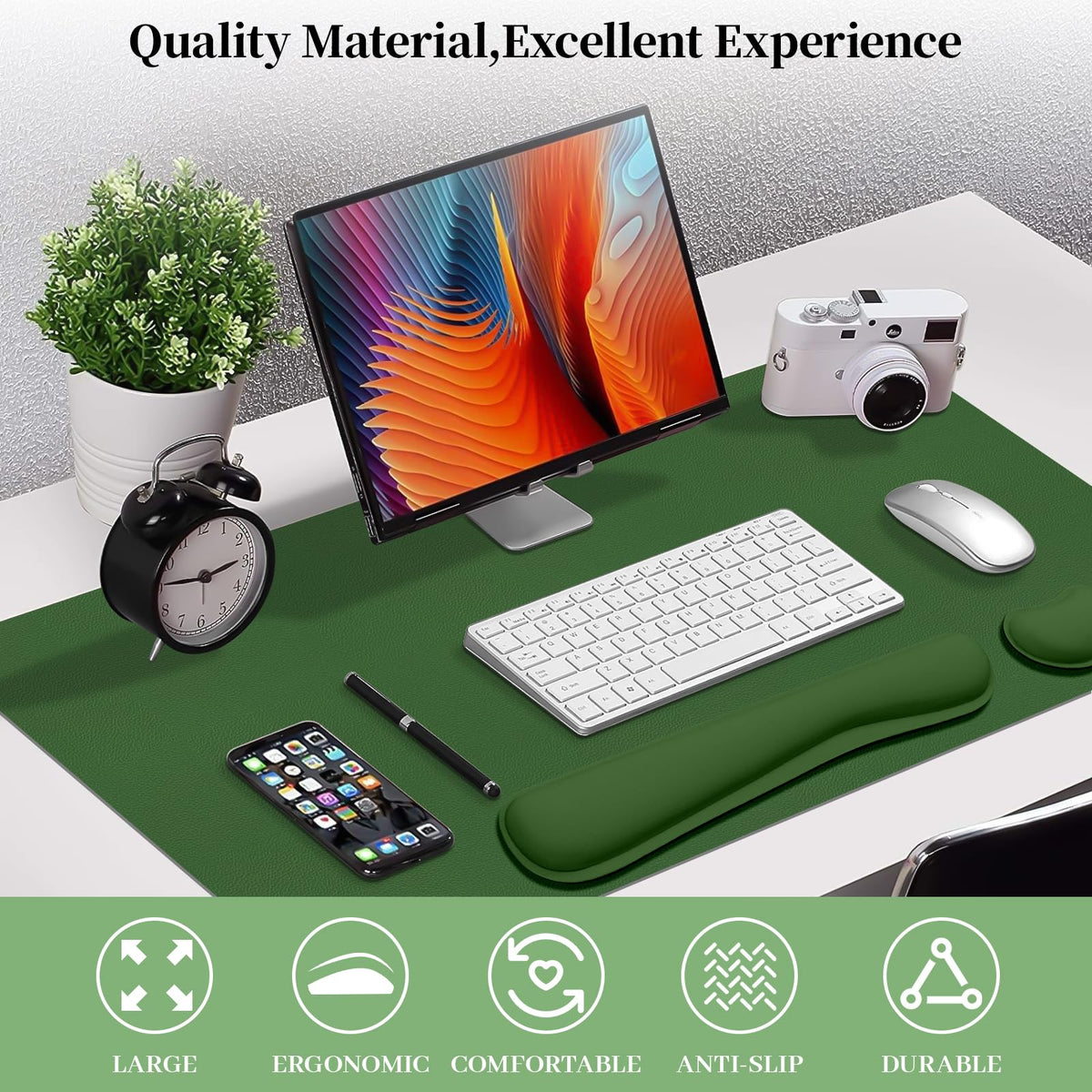 Meetcolor Keyboard and Mouse Pad, 3-in-1 Desk Mat Set Keyboard Wrist Rest