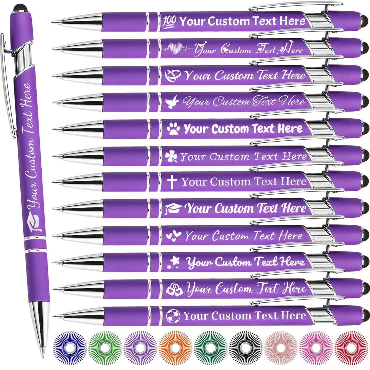 MaWeeTn Personalized Pens with Name, Custom Pen Customized, 0.5 mm Engraved Ballpoint Pens Bulk