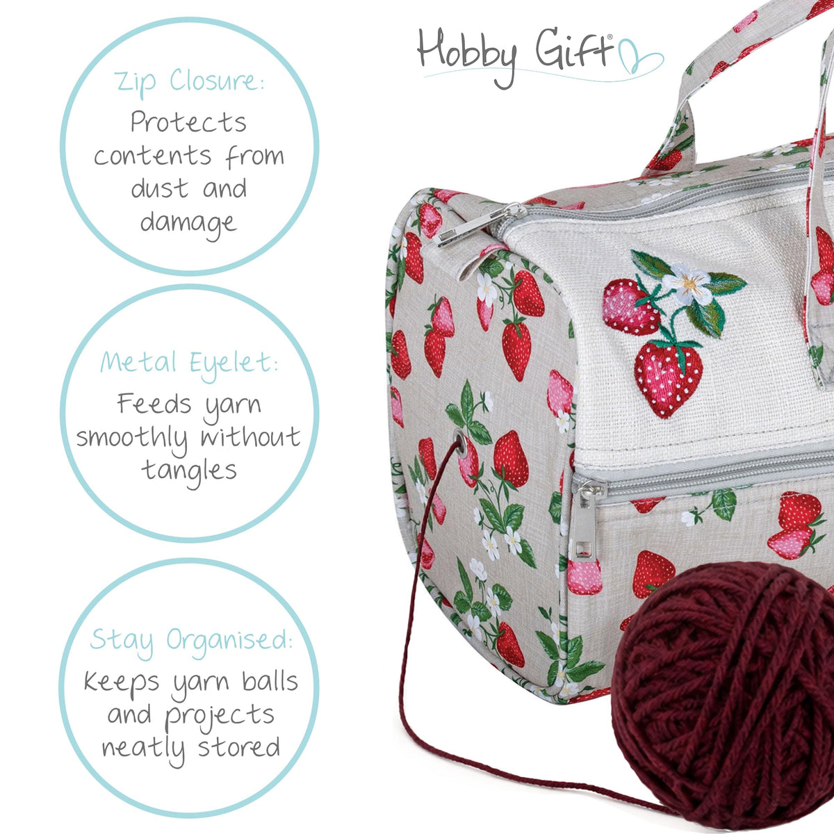 Hobby Gift Knitting Bag Large Yarn Storage Bag with Zippered Compartments for Knitting Needles