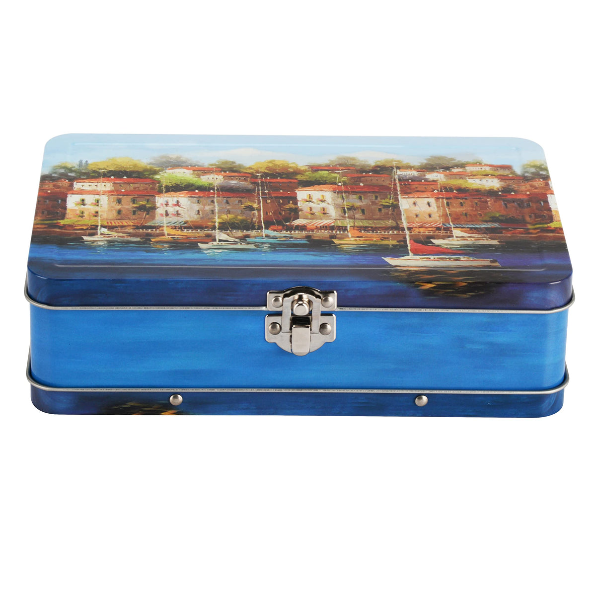 DAHO Metal Storage Box with Hinge for Office, School, Home, Makeup, Arts & Crafts and Accessories