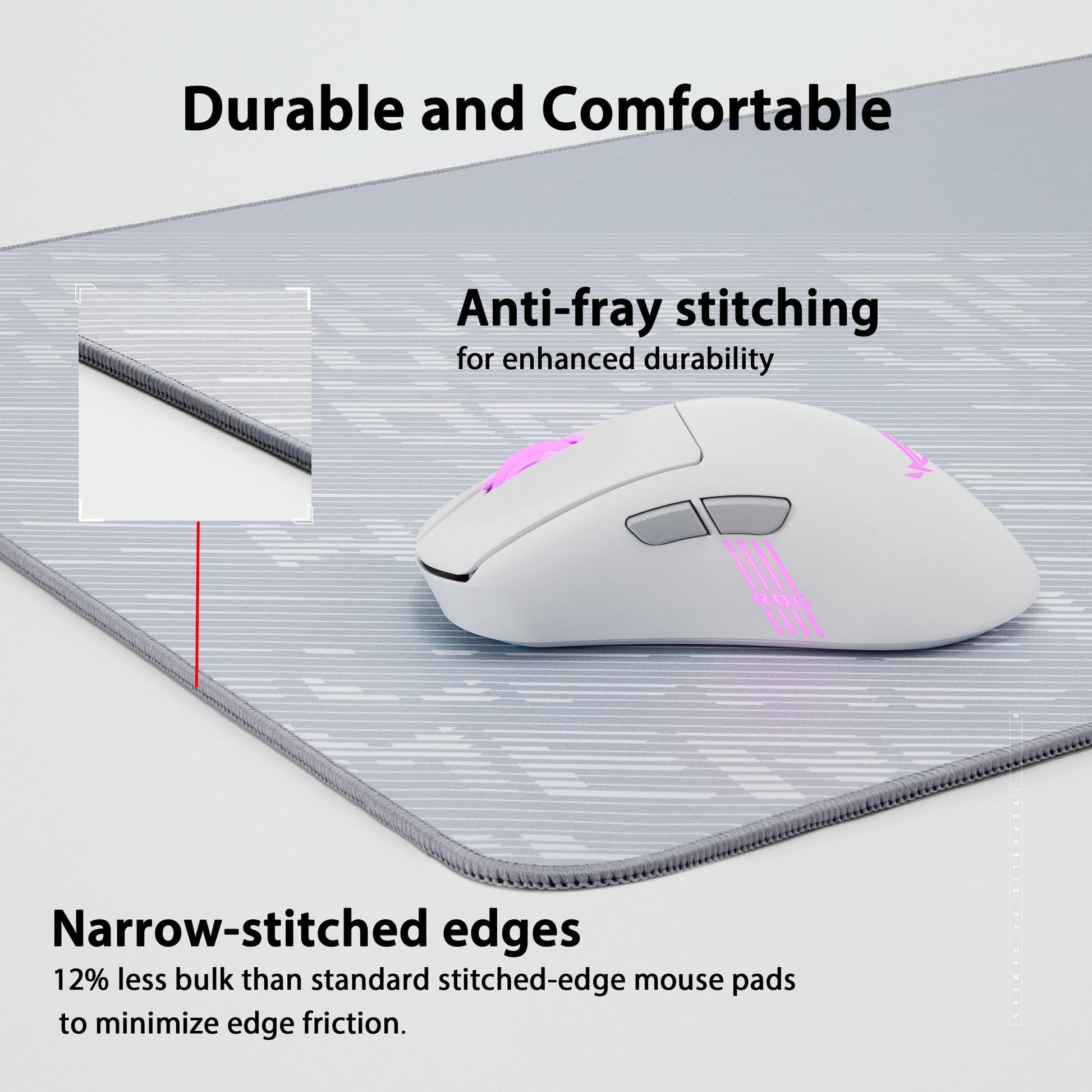 ASUS ROG Scabbard II Arctic Gray XXL Gaming Mouse Pad – 35.4” x 15.7” (Extended/XXL Size), Soft