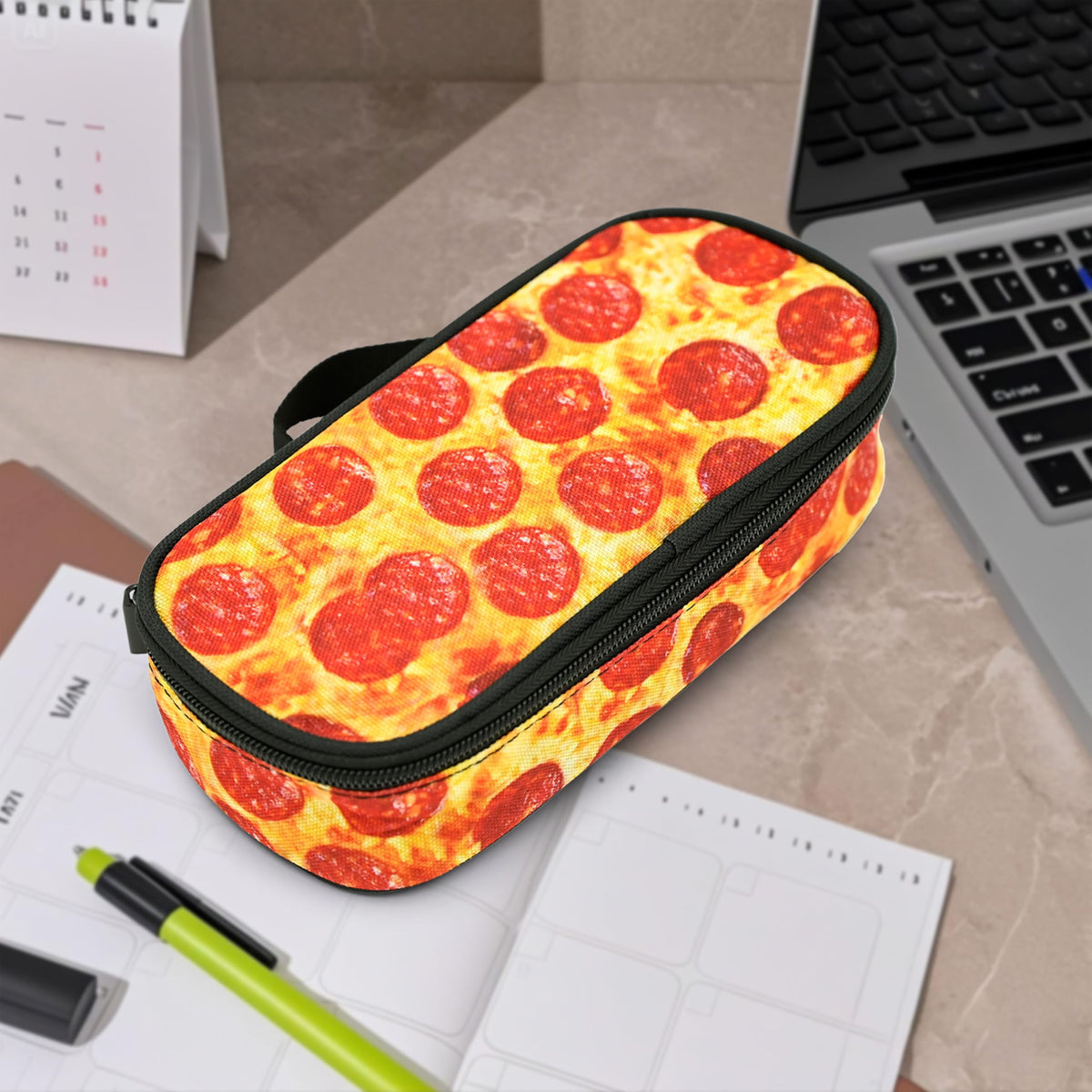 Droerfes Pizza Pencil Case Pencil Pouch Large Capacity Pen Bag School Office Organizer Stationery
