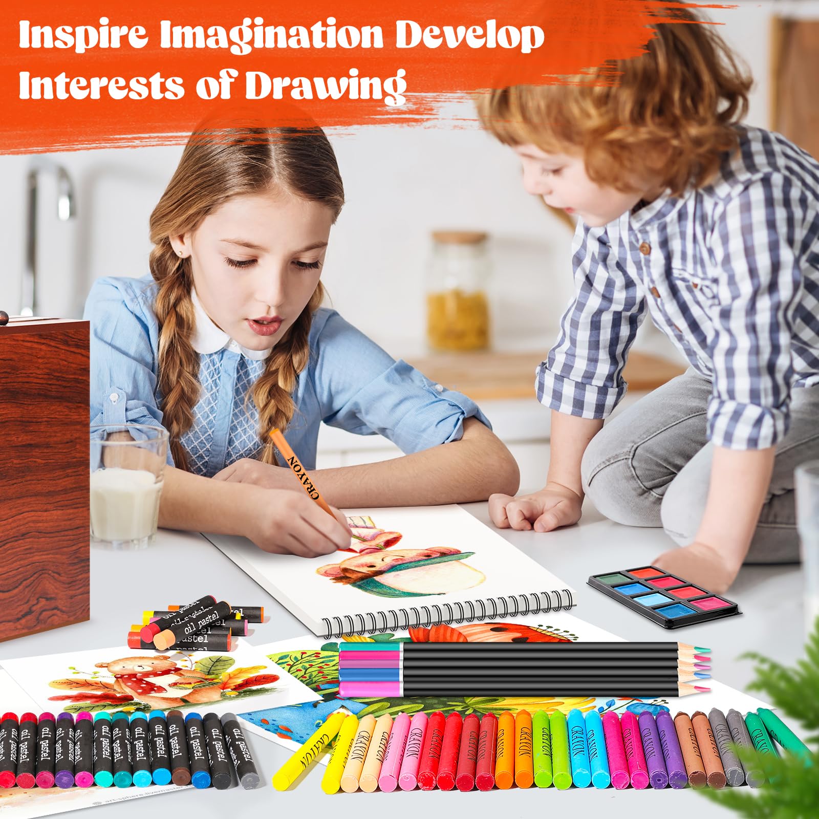 Hapikalor 156-Pack Art Kit Drawing Set with 2 Sketch Book, Crayons, Colored Pencils, Arts and