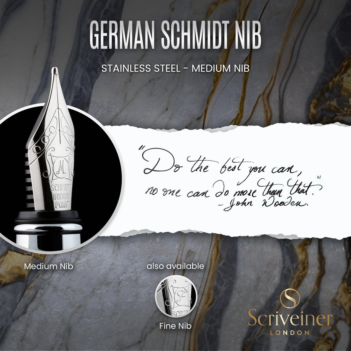 Scriveiner Midnight Blue Fountain Pen - Stunning Luxury Pen with Chrome Appointments, Schmidt Nib