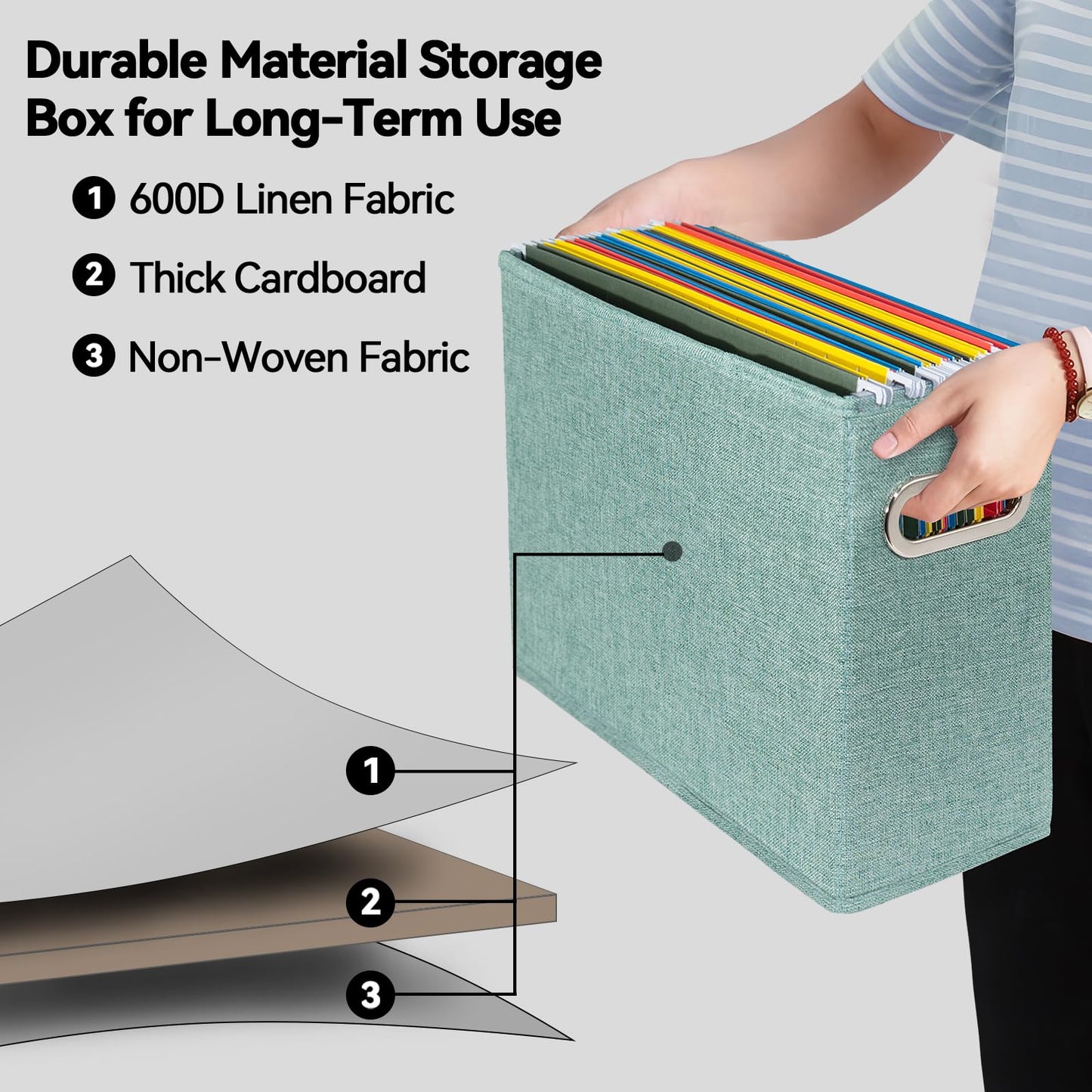 ComfortKeeper 6 Pack Letter Size File Storage Box Collapsible，Fabric Hanging File Folders