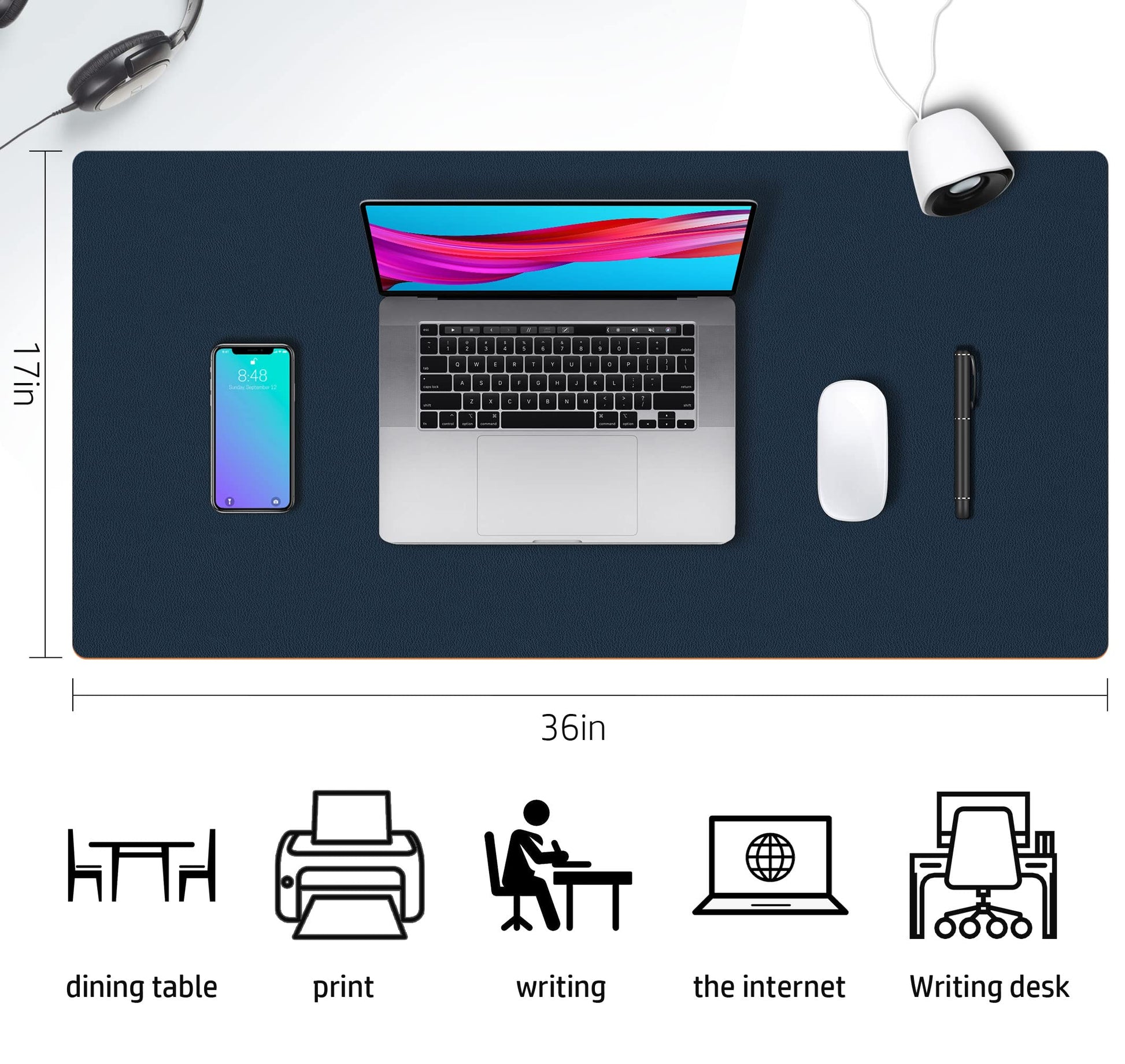 Aothia Double-Sided PU Leather Desk Pad - Non-Slip Large Mouse Pad & Desk Mat for Office, Home