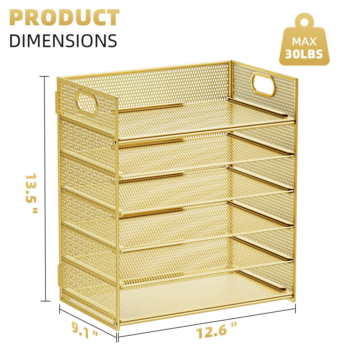 Marbrasse 2 Pack Desk Organizer with Handle, 6 Tier Paper Letter Tray, Mesh Desk File Organizer for