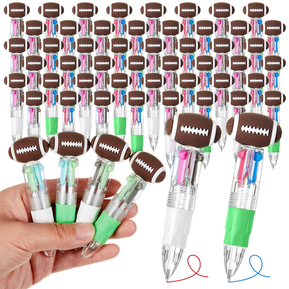 Kosiz 48 Pack Football Party Favors Multicolor 4 in 1 0.5mm Ballpoint Pen