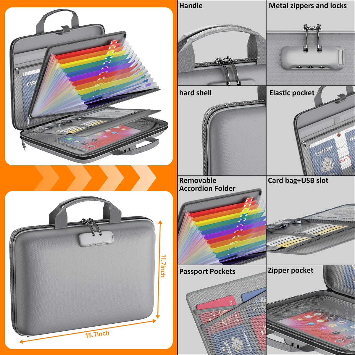 Tamfile Fireproof File Organizer with Lock,Hard Case Fireproof Document Box