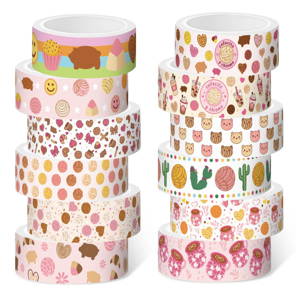 BkeeCten 12 Rolls Mexican Bread Washi Tape for Card Making Planner Decor