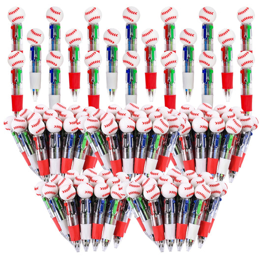 LiYiQ 100 Pcs Baseball Party Favor Multicolor Pen in One Cartoon Cute Fun 4-in-1 Cute Pens Bulk