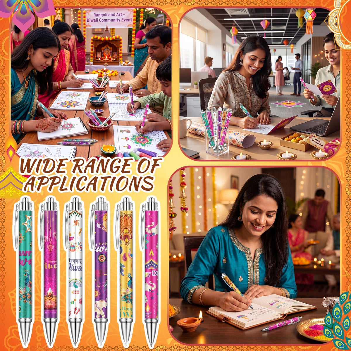 Humyoun 24 Pcs Diwali Ballpoint Pens Bulk Indian Deepavali Party Favors