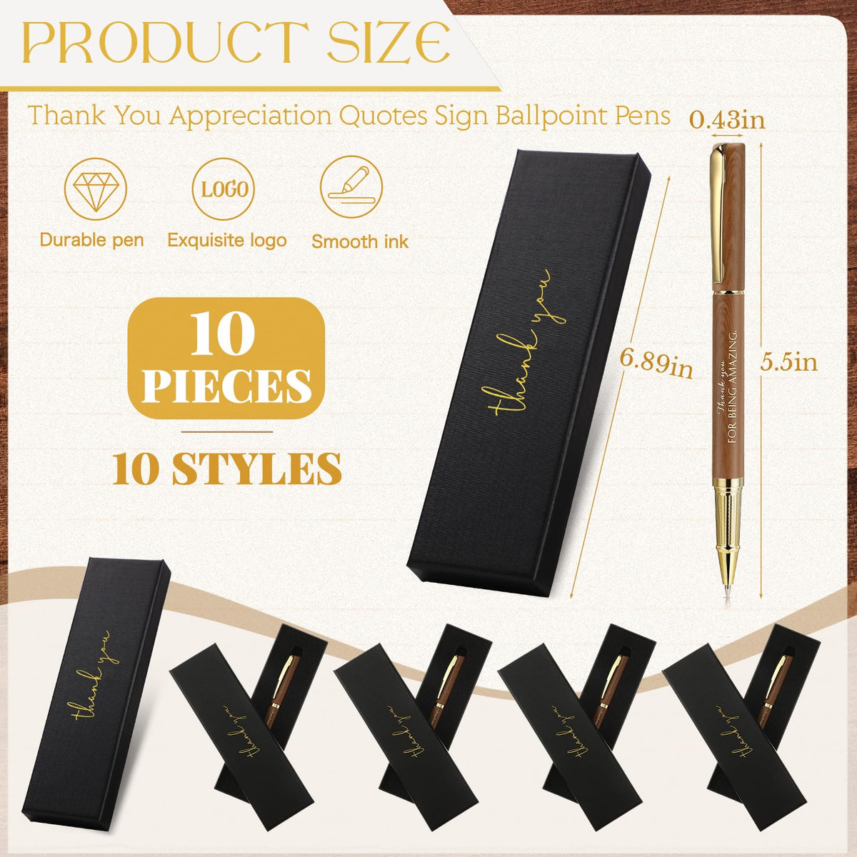 PerKoop 10 Sets Thank You Gifts, Appreciation Pens with Boxes for Men Women