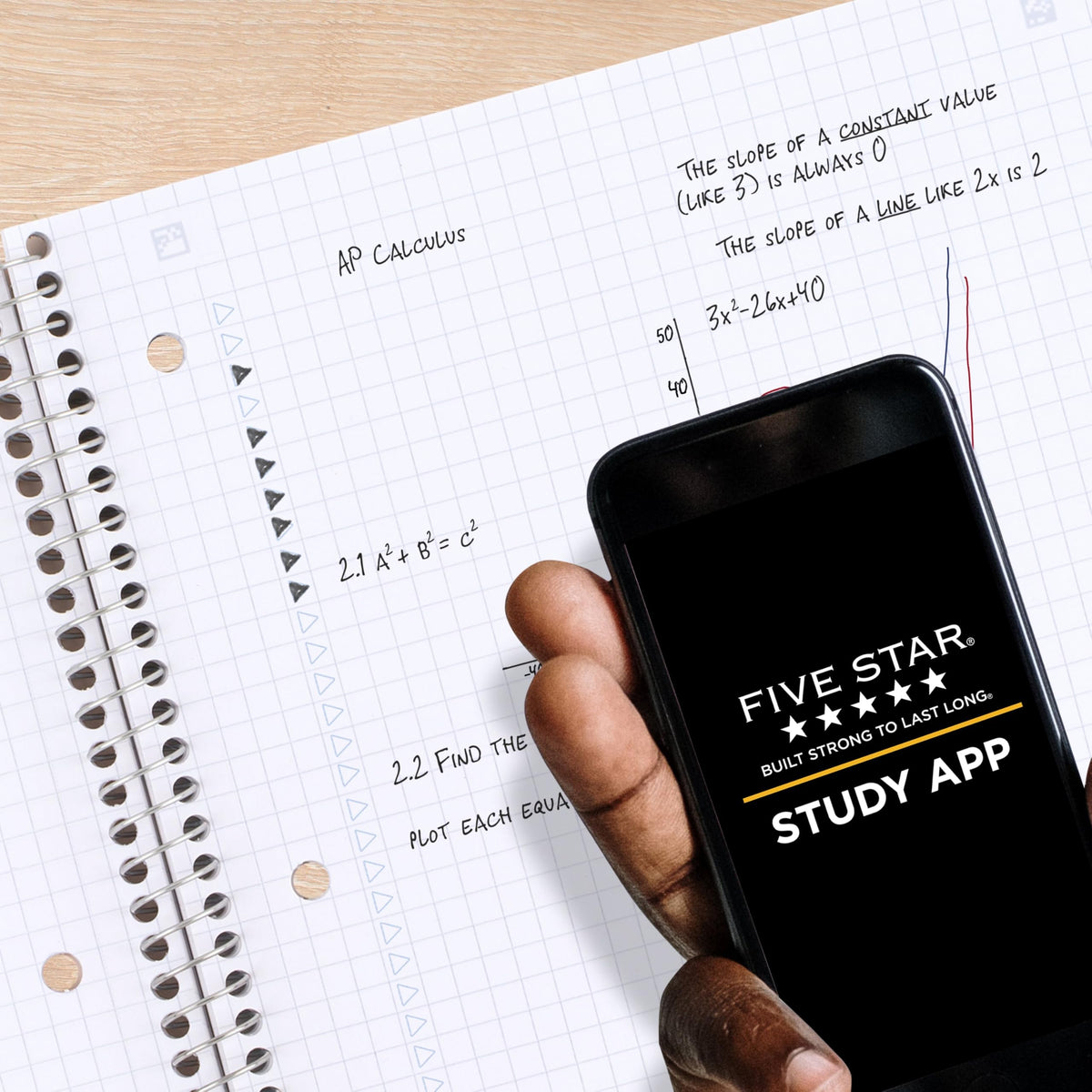 Five Star Spiral Notebook + Study App, 1 Subject, Graph Ruled Paper, 8-1/2" x 11", 100 Sheets