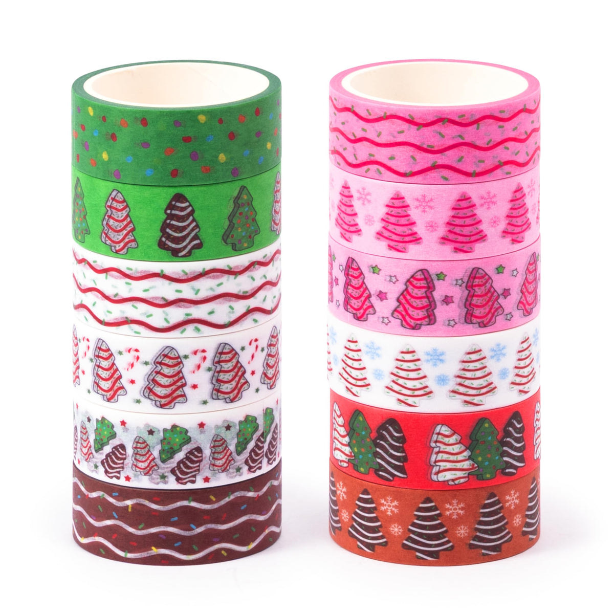 BkeeCten Christmas Tree Washi Tape - 12Pcs Sweet Dessert Gingerbread Scrapbook Washi Colored