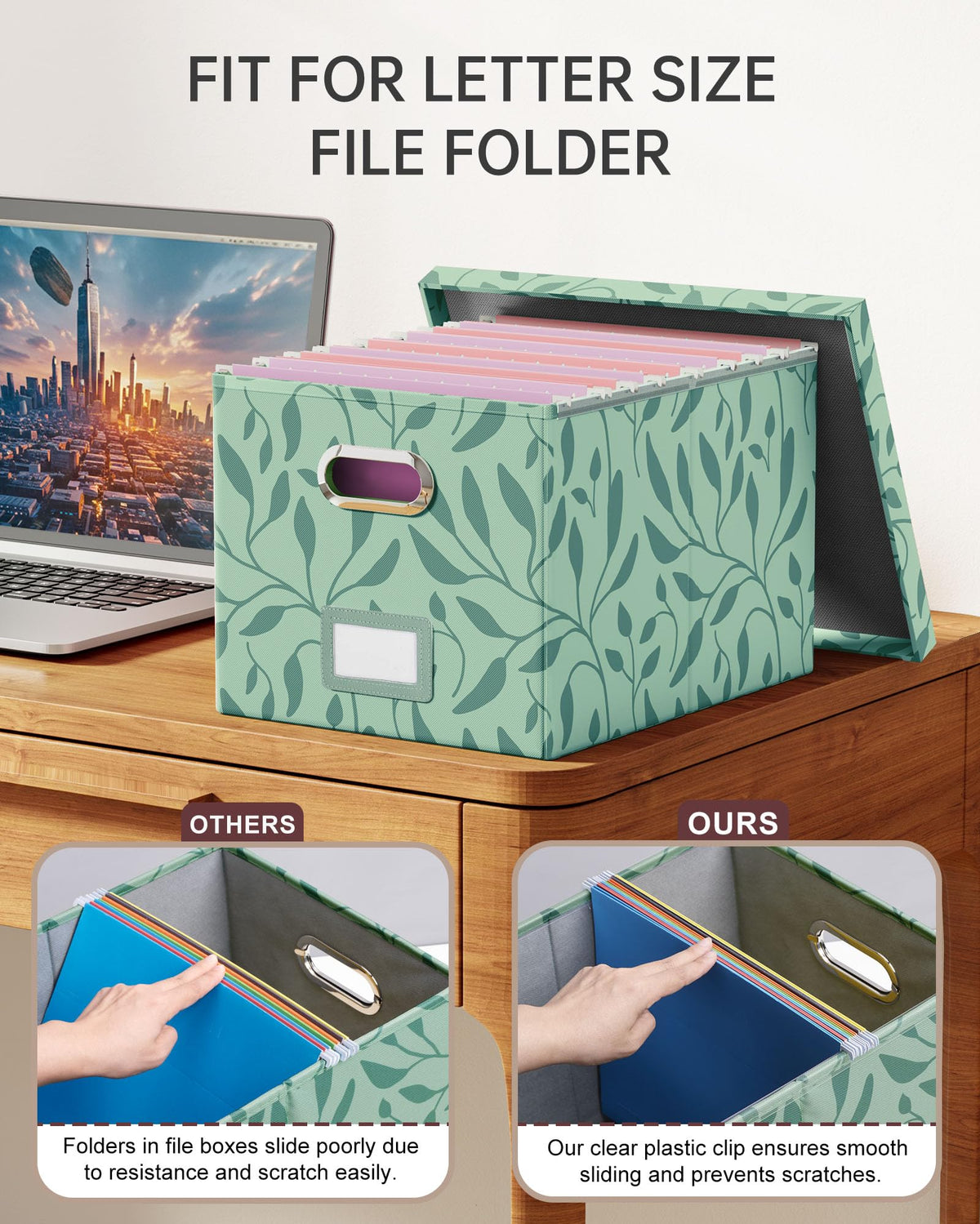 Oterri 2 Pack File Storage Organizer, Document Organizer, Portable File Box with Lid, Fit for