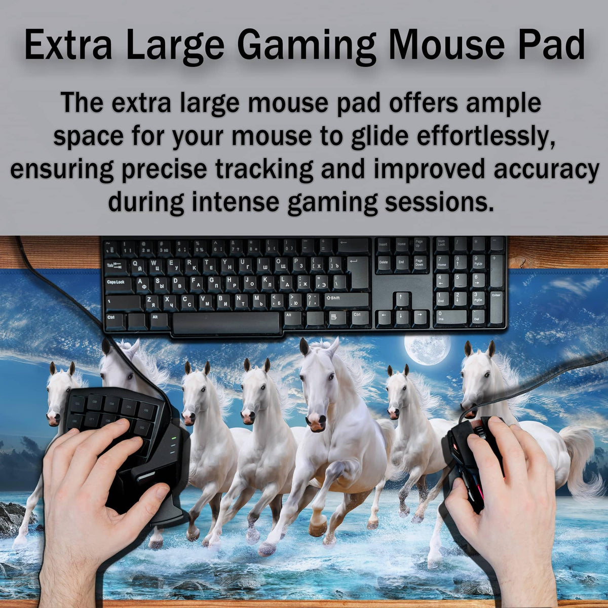 Samgula Extra Large Mouse Pads Horses Running, Gaming Mouse Pad Computer Mat, Desktop Computer Mat