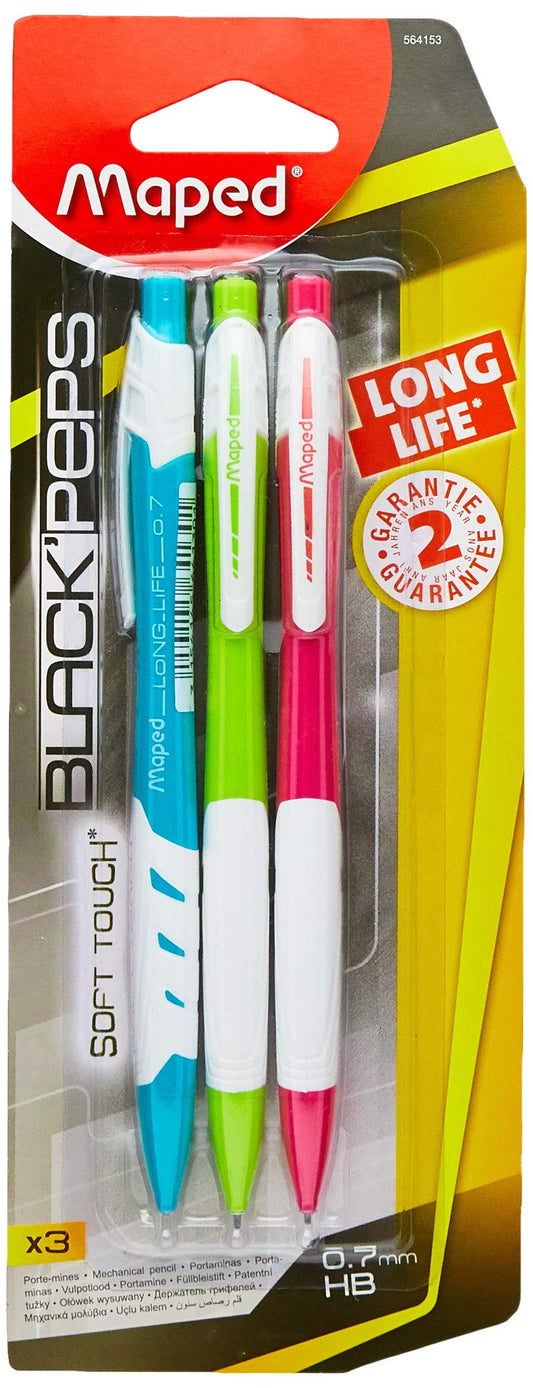 Maped 564153 Mechanical Pencil Long Life, Thickness 0.7 mm, Pack of 3