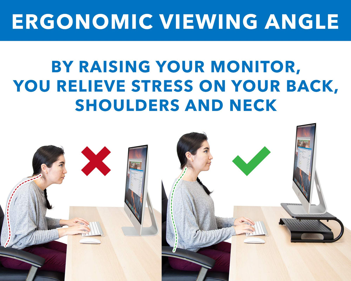Mount-It! 2 Tier Desk Organizer Riser | Computer Monitor Stand with Keyboard Storage Shelf for