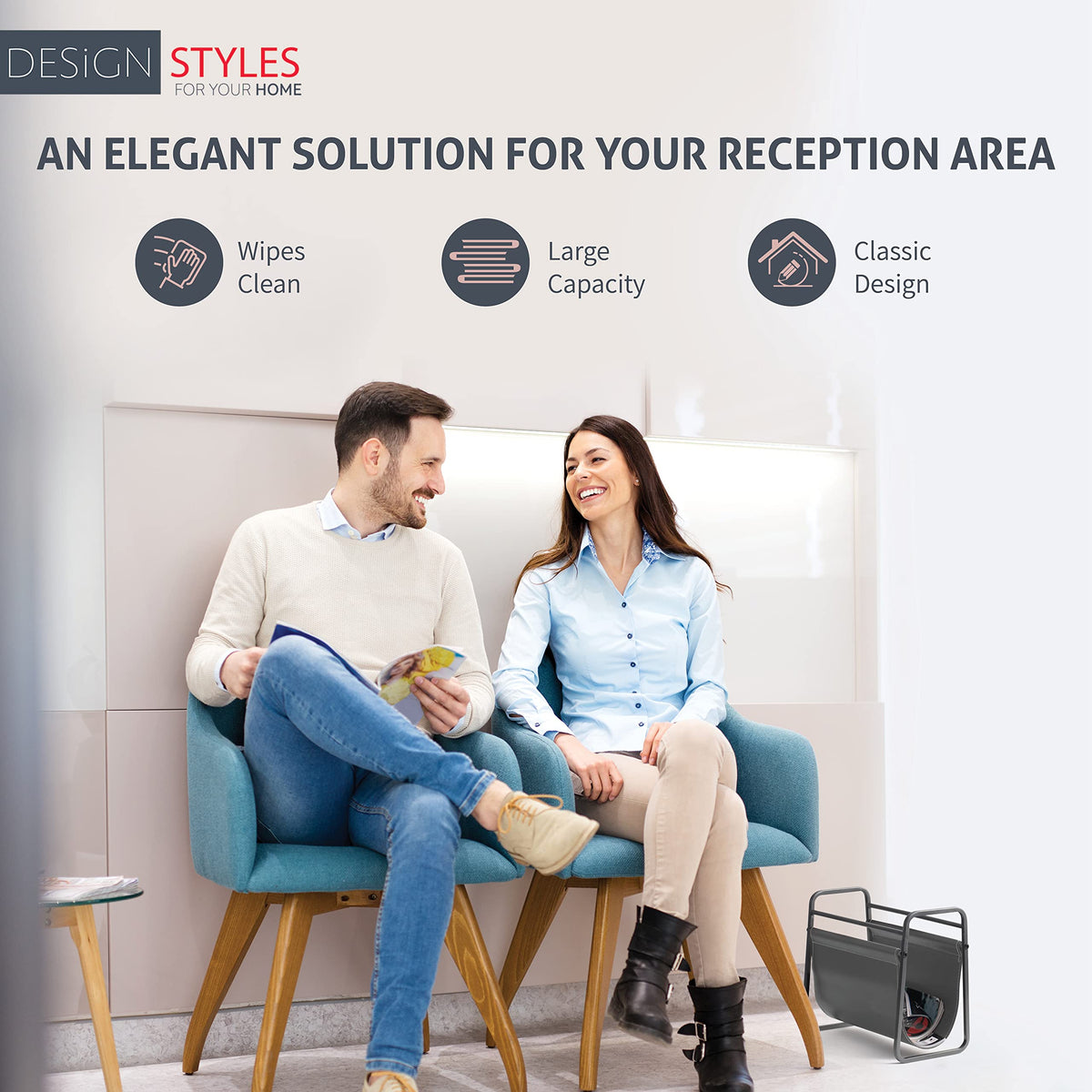 Designstyles Desktop Magazine Holder – Free Standing Floor, Desk and Table Top Storage and Display
