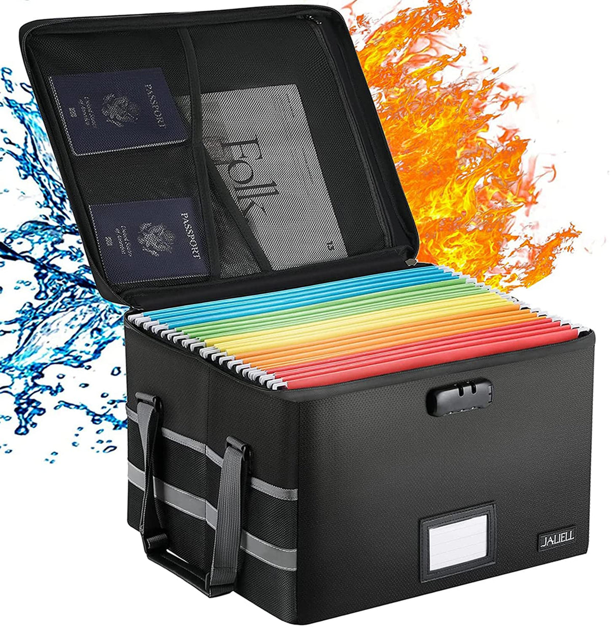 Fireproof File Box with Lock, Document Storage Organizer with Lid, Handle
