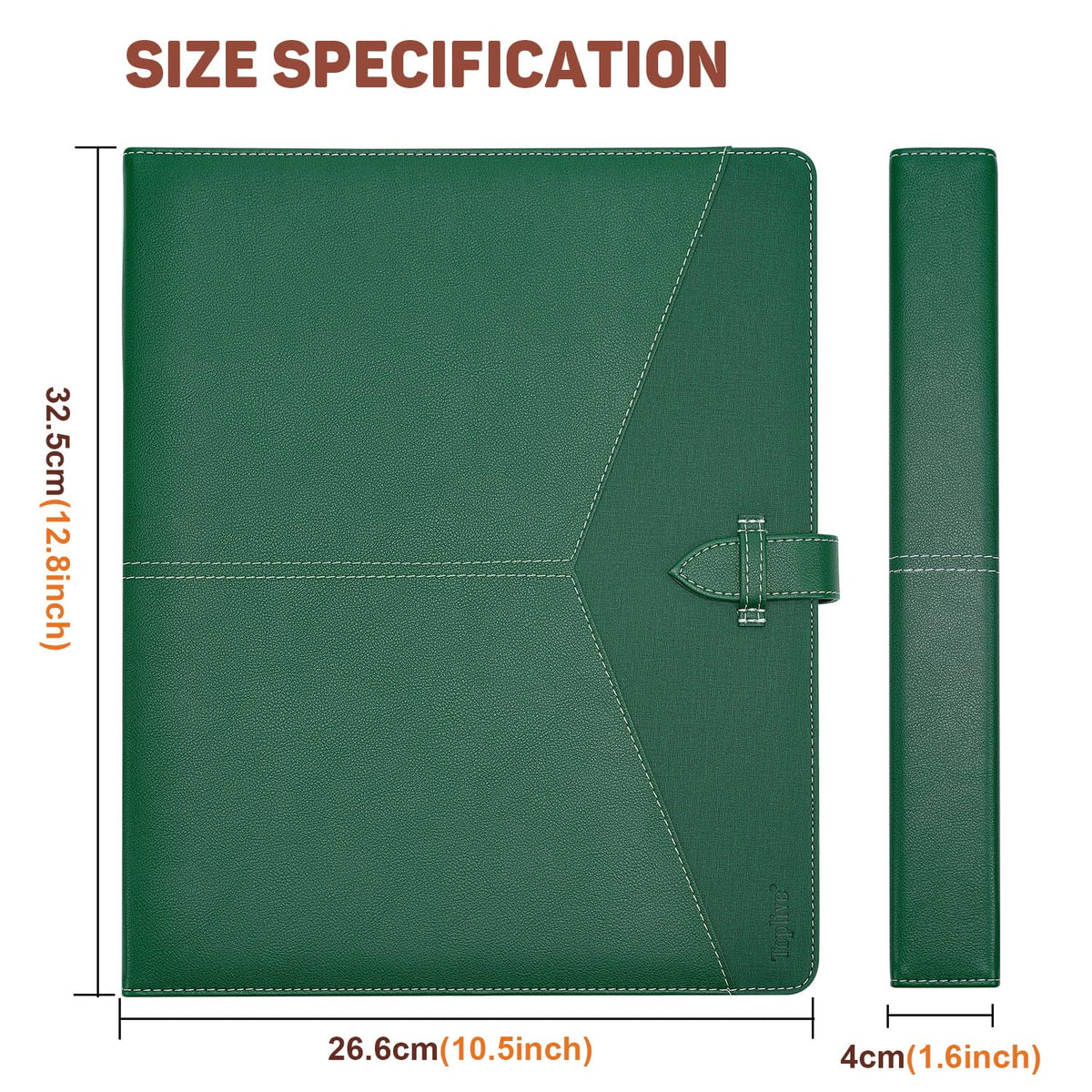 Toplive Padfolio 3 Ring Binder Organizer Business Portfolio Folder for Women, A4/ Letter Size PU