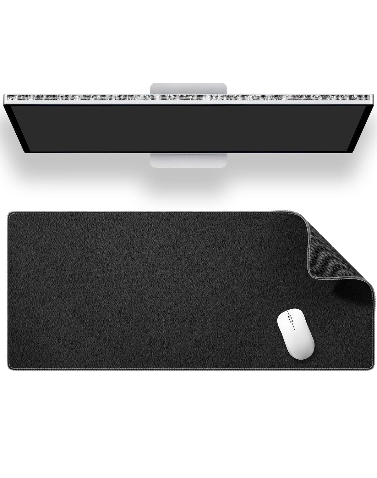 ALOANES Black Waterproof Desk Mat, Large Mouse Pad with Extended Mouse Mat, with Anti Slip Base