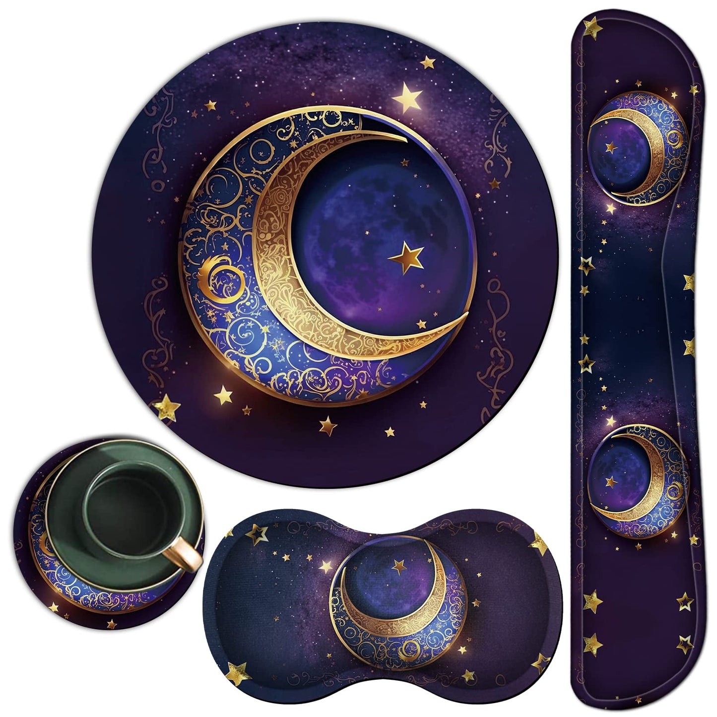 Mouse Pad + Keyboard Wrist Rest + Mouse Wrist Rest Support Set + Coaster, Ergonomic Memory Foam