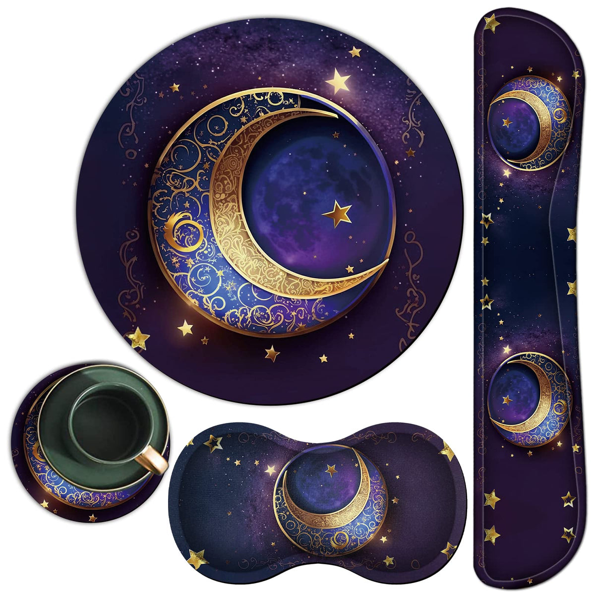 Mouse Pad + Keyboard Wrist Rest + Mouse Wrist Rest Support Set + Coaster, Ergonomic Memory Foam