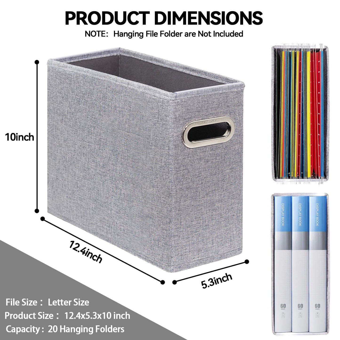 ComfortKeeper 4 Pack Letter Size File Storage Box Collapsible, Fabric Hanging File Folders