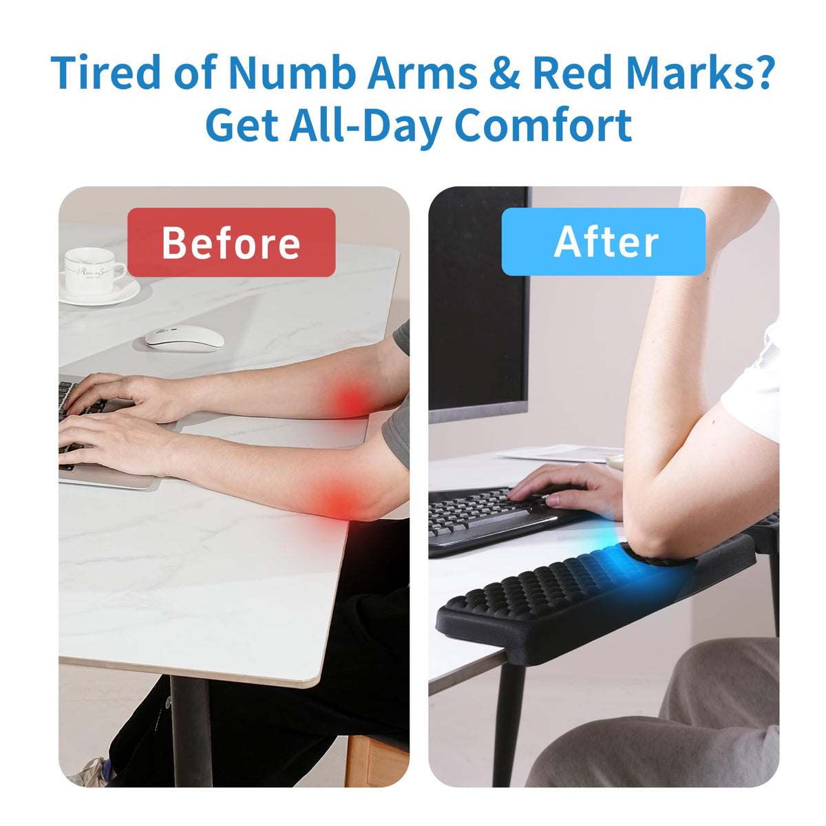 MEKASS L-Shaped Desk Elbow Pad for Desk, Memory Foam Elbow Support Padding with Non-Slip, Ergonomic