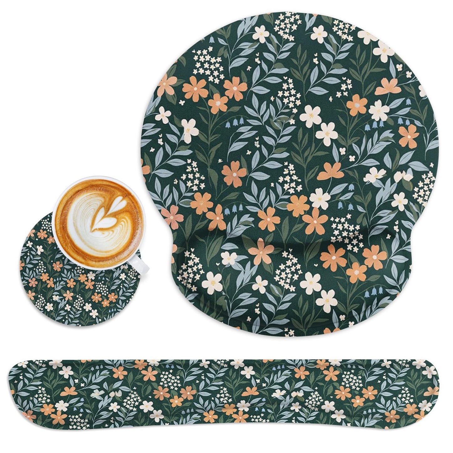 Britimes Ergonomic Mouse Pad Set with Wrist Rest, Floral Wildflower