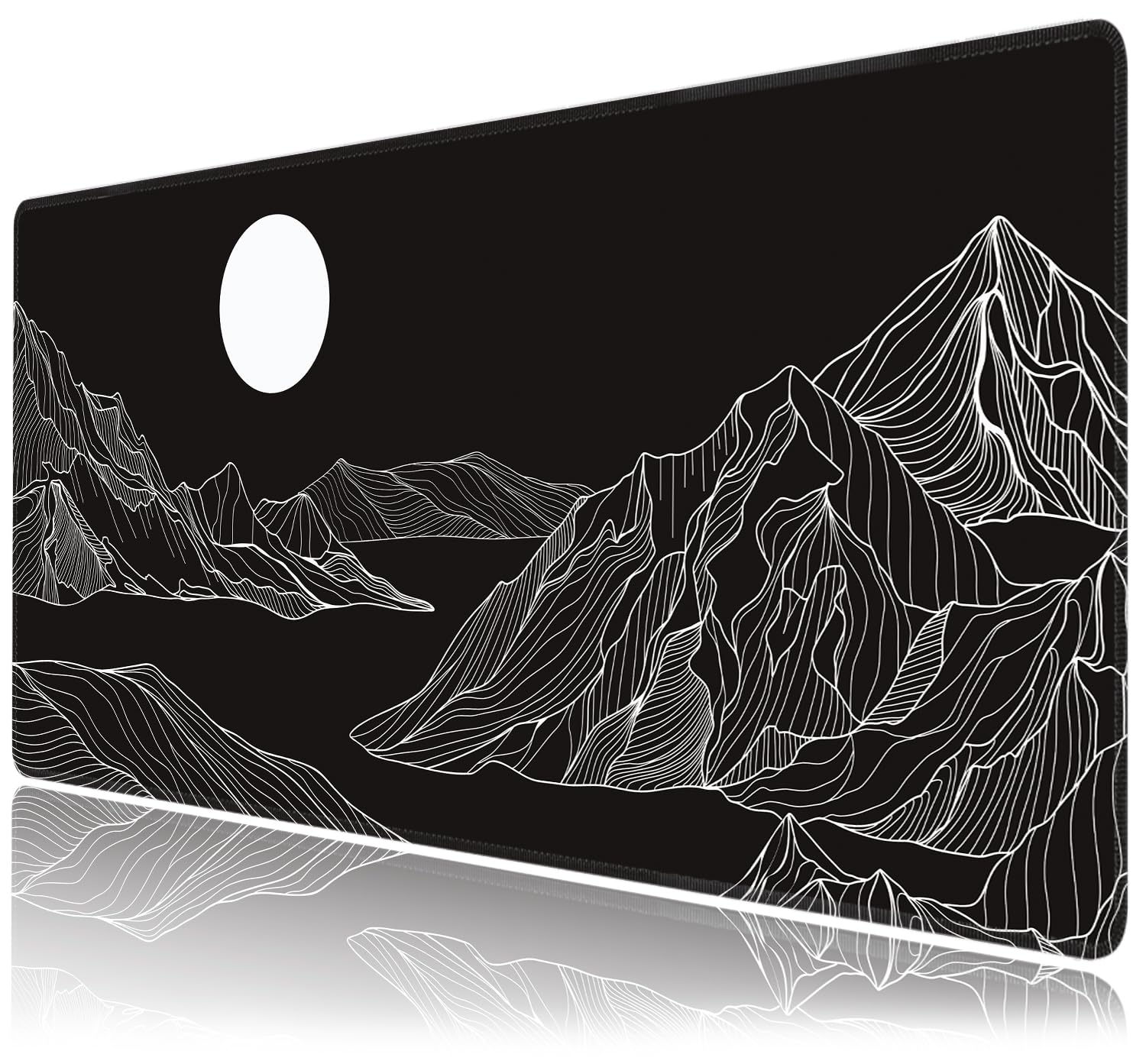 Black and White Mountain Large Mouse Pad,Gaming Keyboard Desk Pad,Extended Mouse Mat Non-Slip