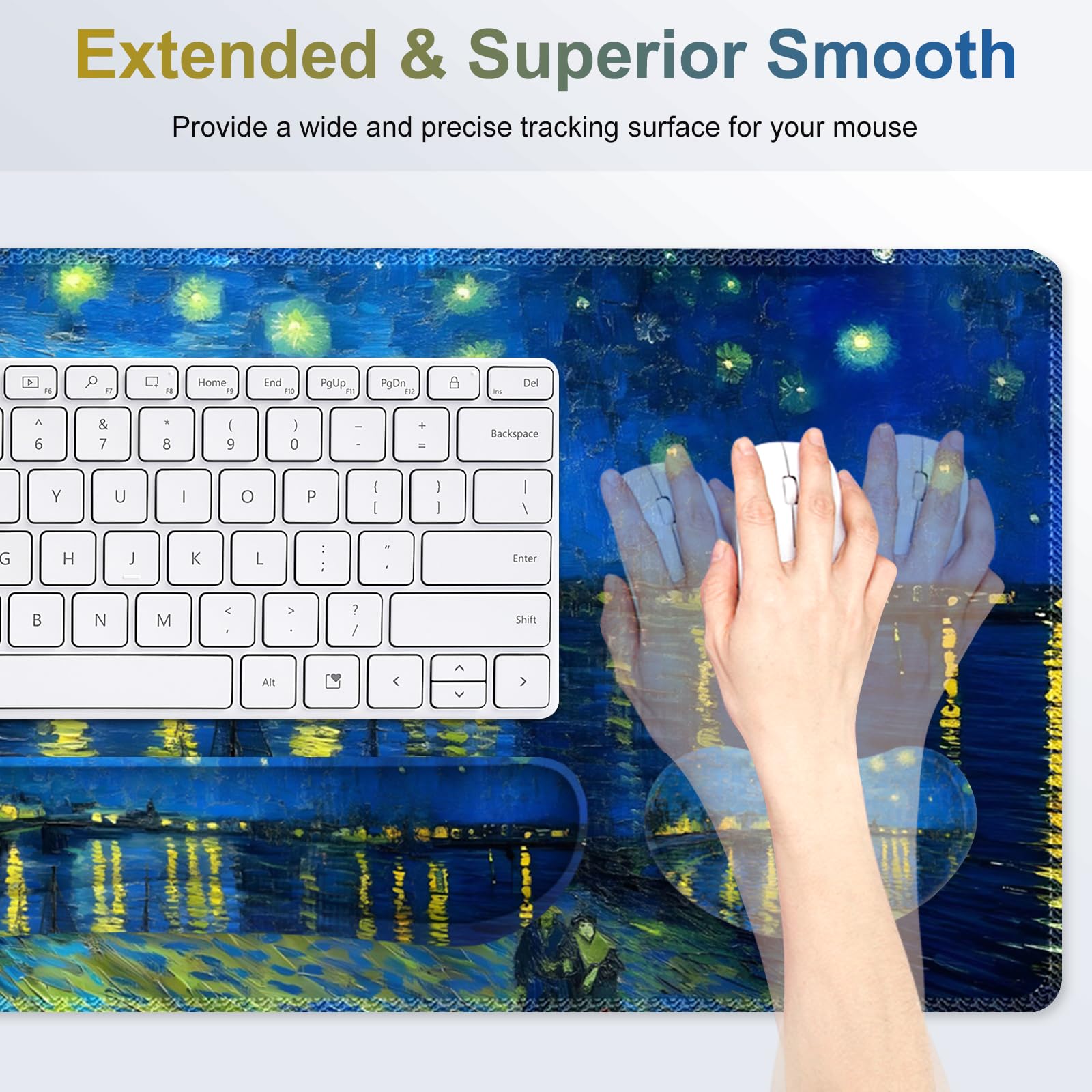 NXZGO Large Gaming Mouse Pad Set, 4 in 1 Ergonomics Keyboard Desk Mat Memory Foam Wrist Rest