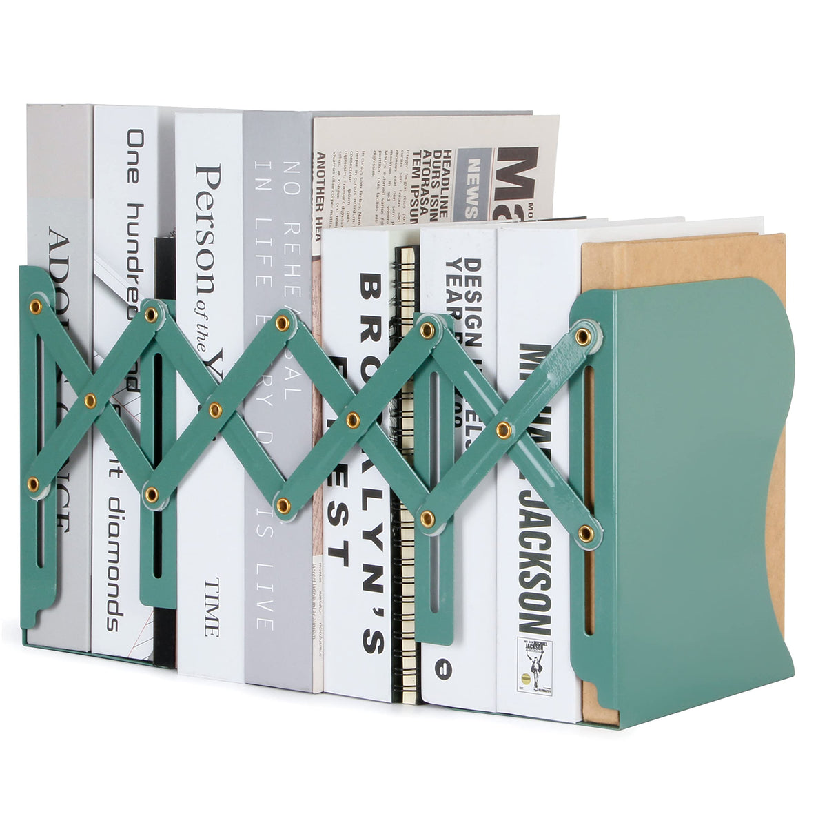 Zyners Adjustable Metal Bookends Heavy Duty for Shelves, 2 Dividers, Anti-Slip Design Expandable