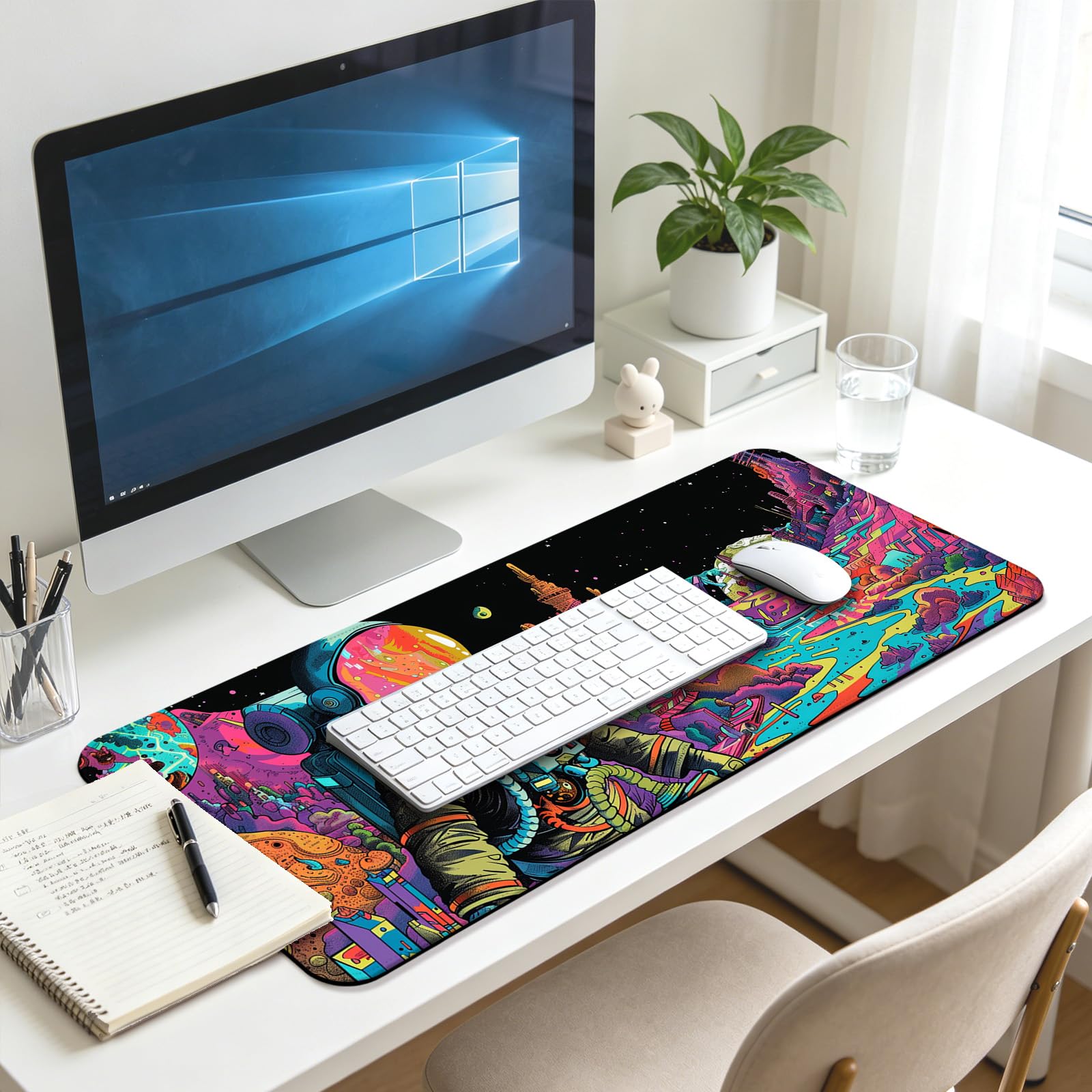 JIANG100 Fantasy Cosmic Astronaut Gaming Desk Mat, Extended Mouse Pad, XL