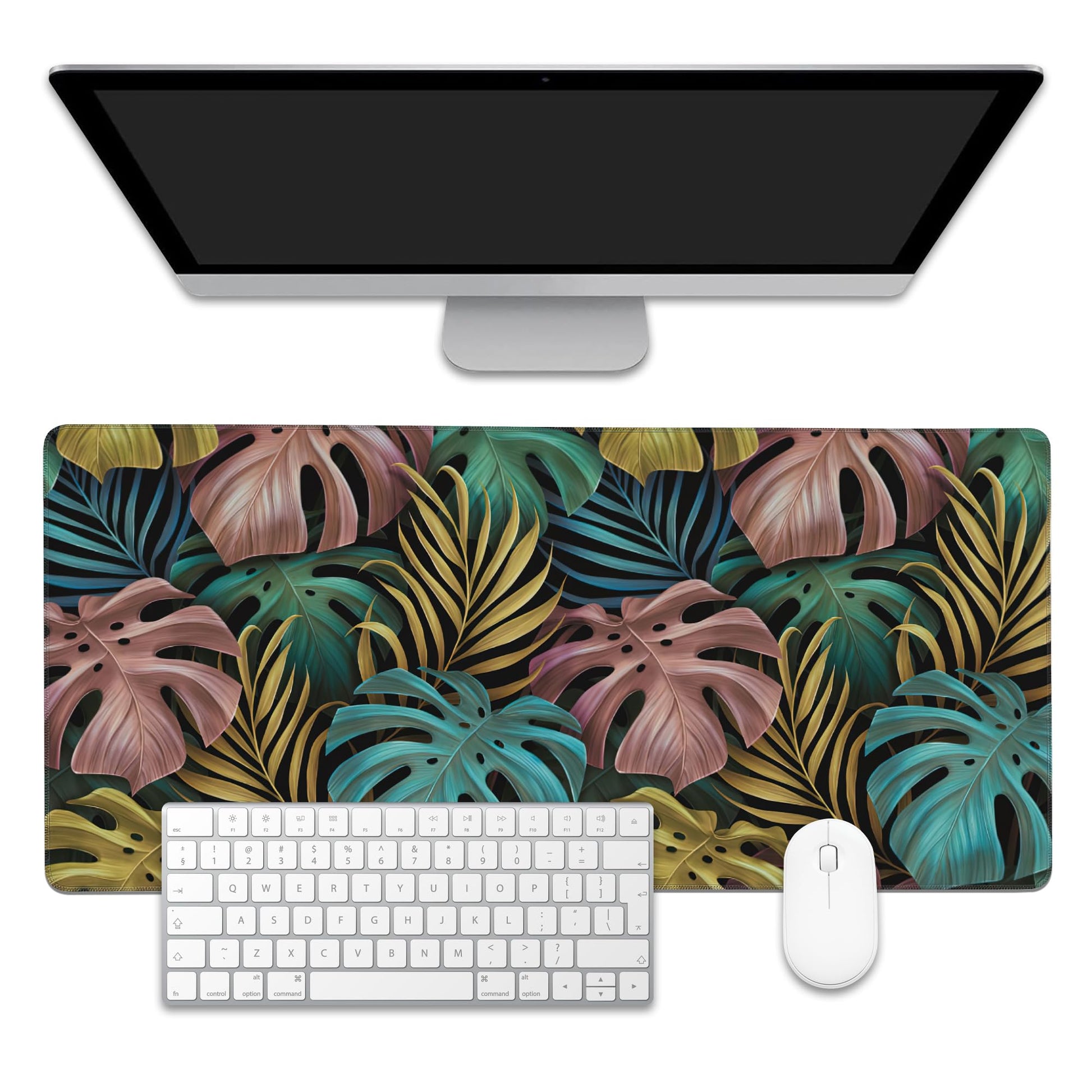 EOBKLAX Colorful Tropical Palm Leaves Large Gaming Mouse Pad,Waterproof Desk Mat for