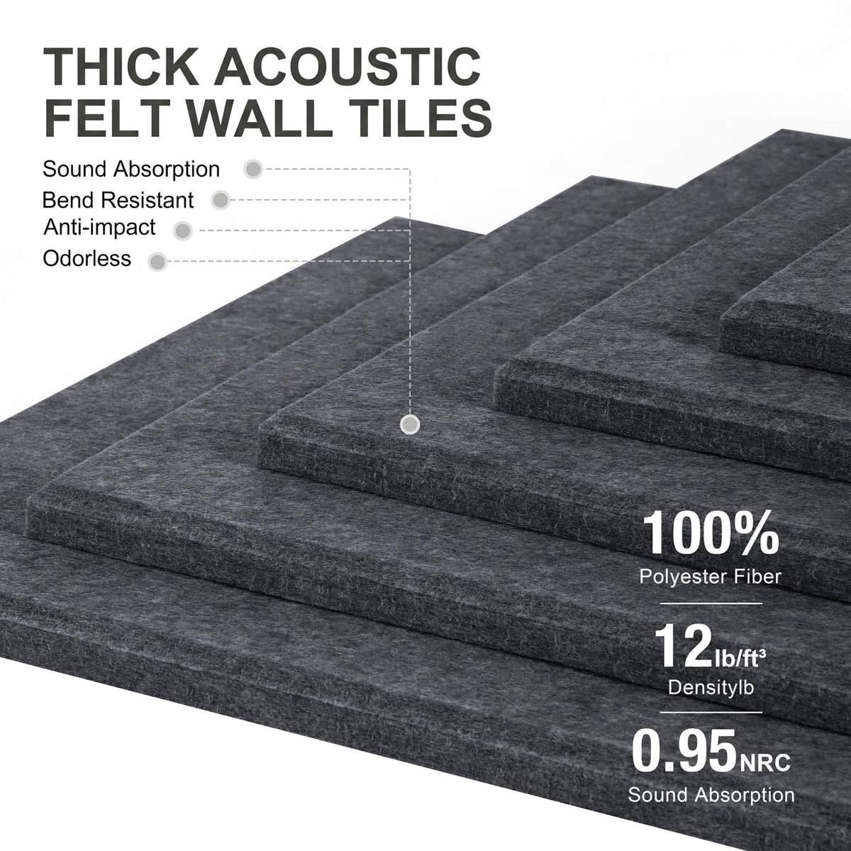 G Gamit Felt Wall Tiles Bulletin Board Large Cork Board Alternative 6 Pack 11.81”x11.81”x0.47” Felt