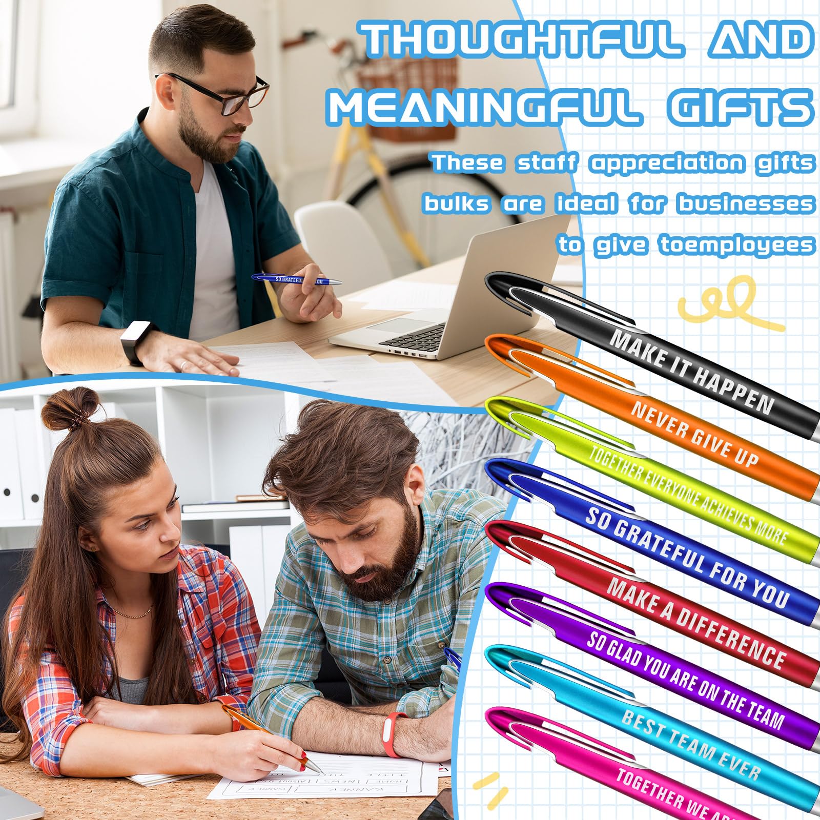 Lincia 200 Pcs Employee Appreciation Ballpoint Pen, Medium Point, Black Ink