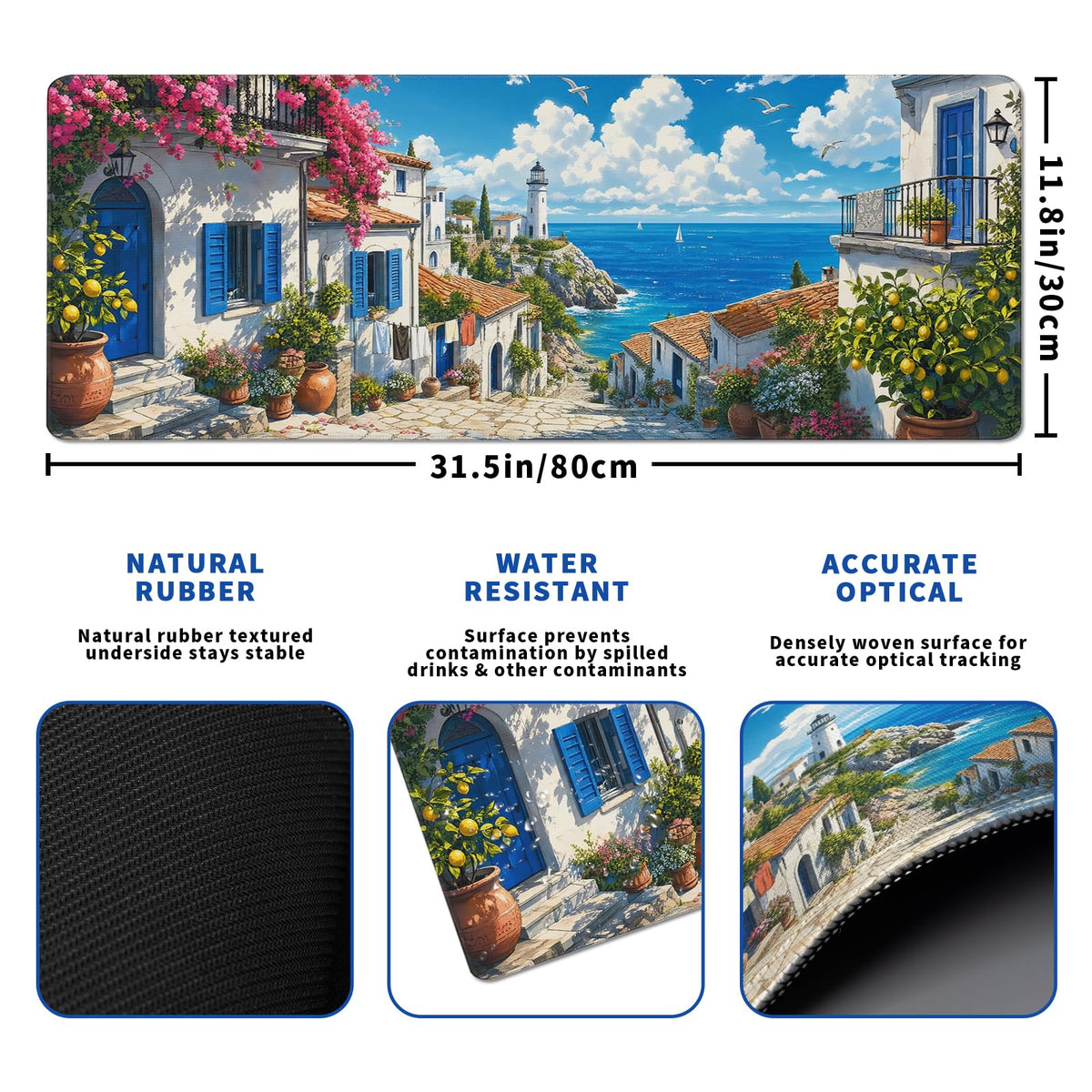 Japanese Street Scene Mouse Pad Desk Mat XL Extended Large Gaming Desk Pad Mousepad, Oil Painting
