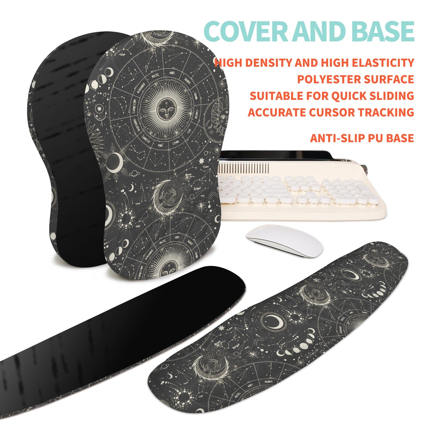 KUOSGM 2-in-1 Ergonomic Set, Wave Rise Keyboard Wrist Rest and Massage Bulge Slope Mouse Pad Wrist