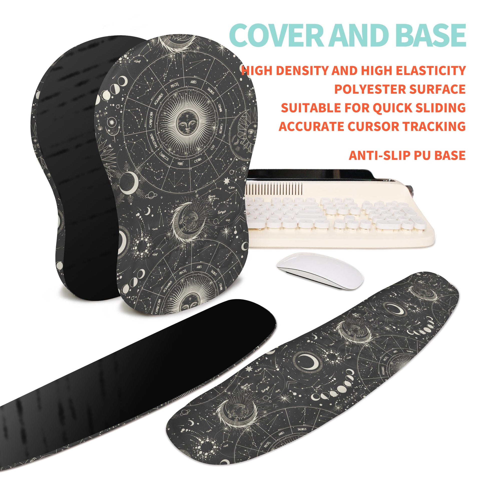 KUOSGM 2-in-1 Ergonomic Set, Wave Rise Keyboard Wrist Rest and Massage Bulge Slope Mouse Pad Wrist